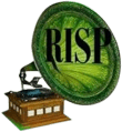 A gramophone with the word risp on it.
